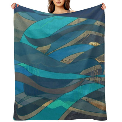 Magical Fantasy Ocean Scene for Wild Open Water Swimming, Deep Sea Divers.  Caroline Laursen Original Throw Blanket
