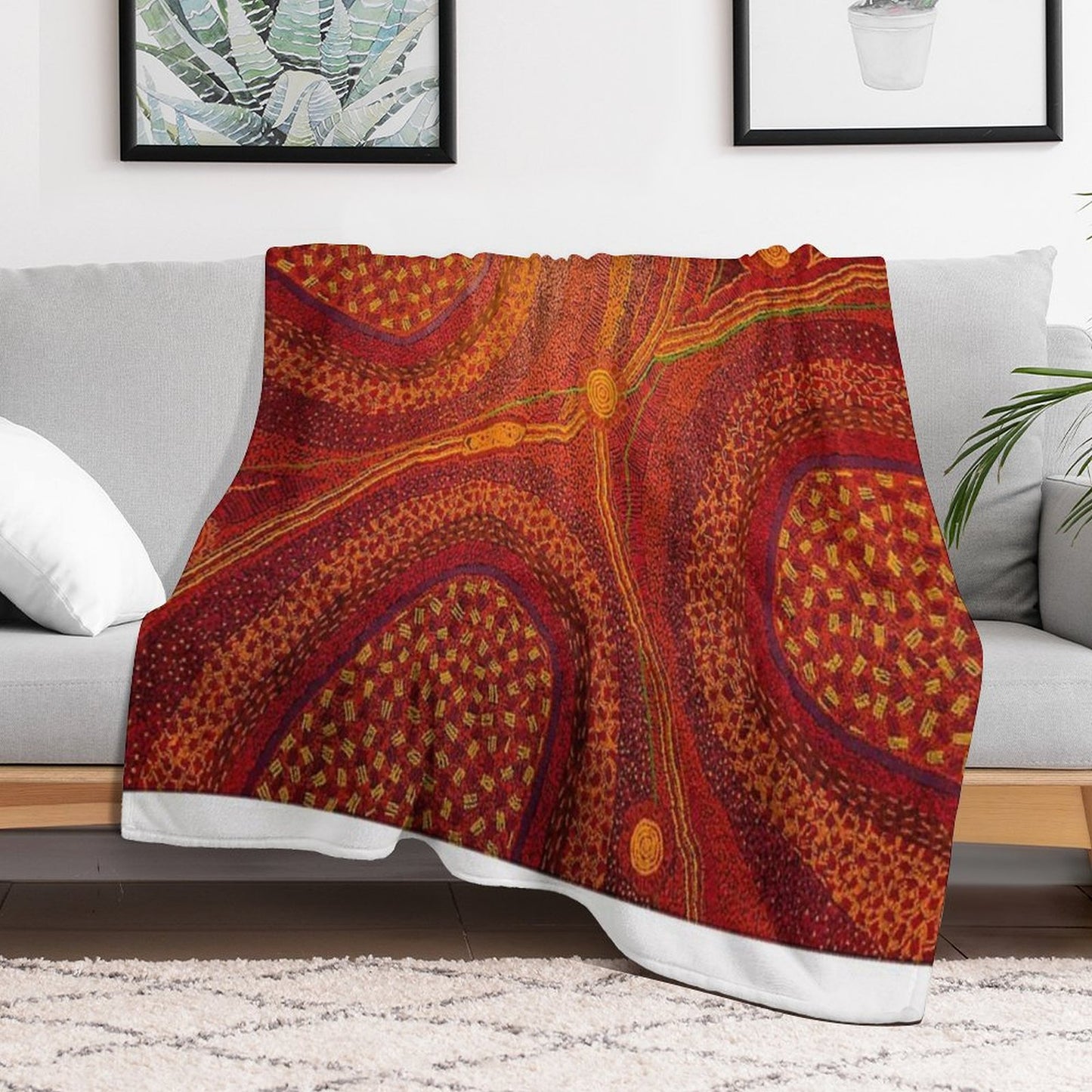 Australian Aboriginal Art Vintage Throw Blanket