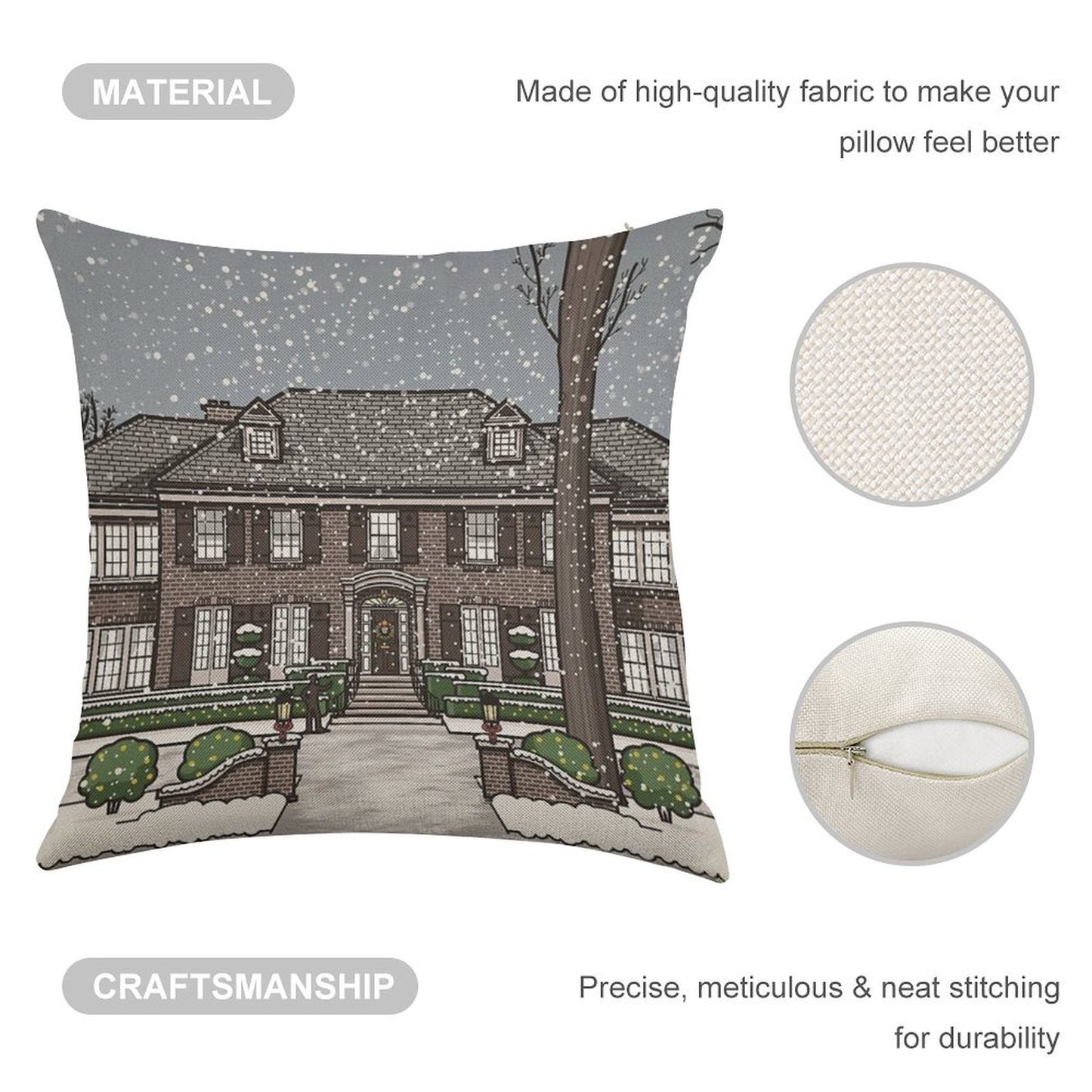 Home Alone Christmas Linen Throw Pillow Cover