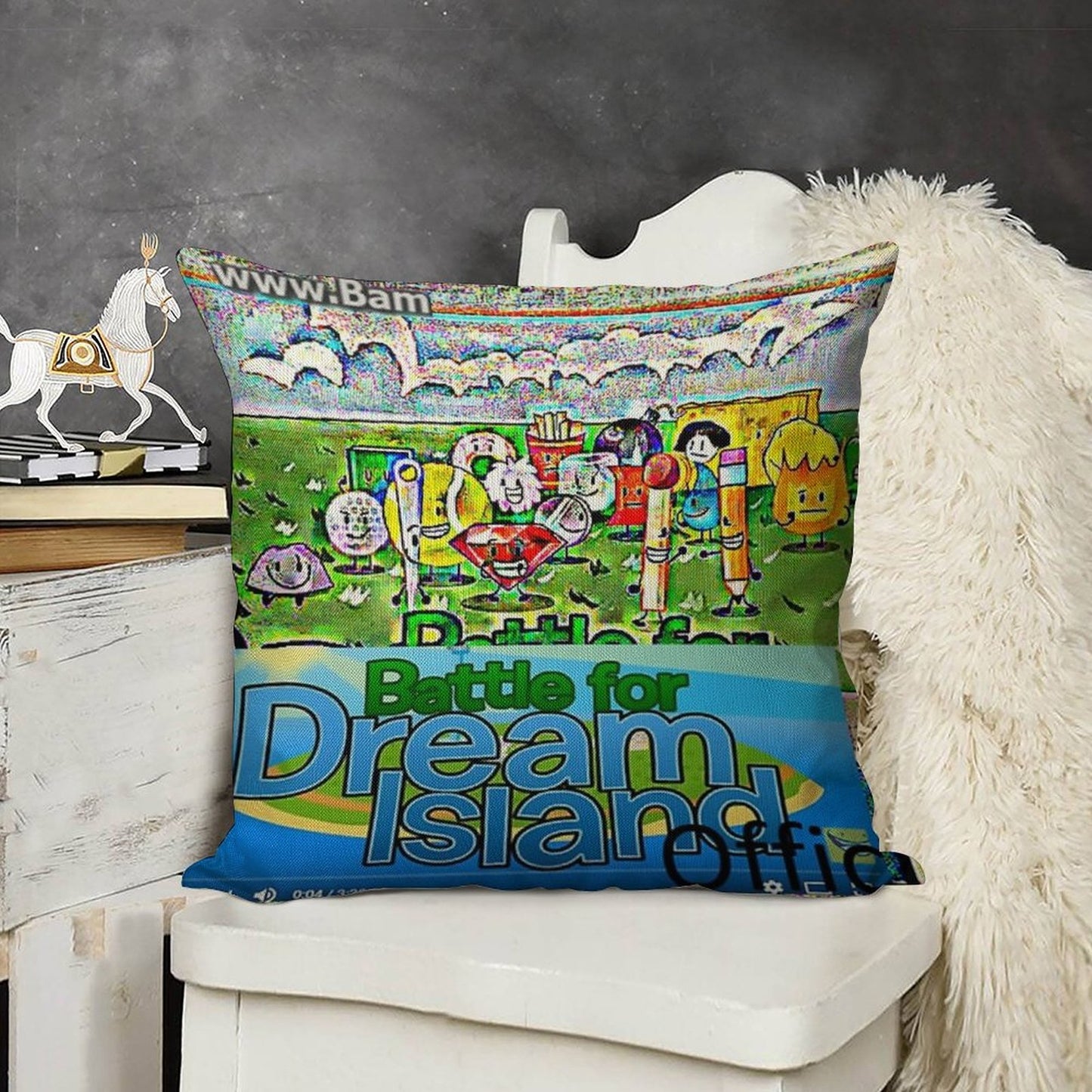 A BFDI Linen Throw Pillow Cover