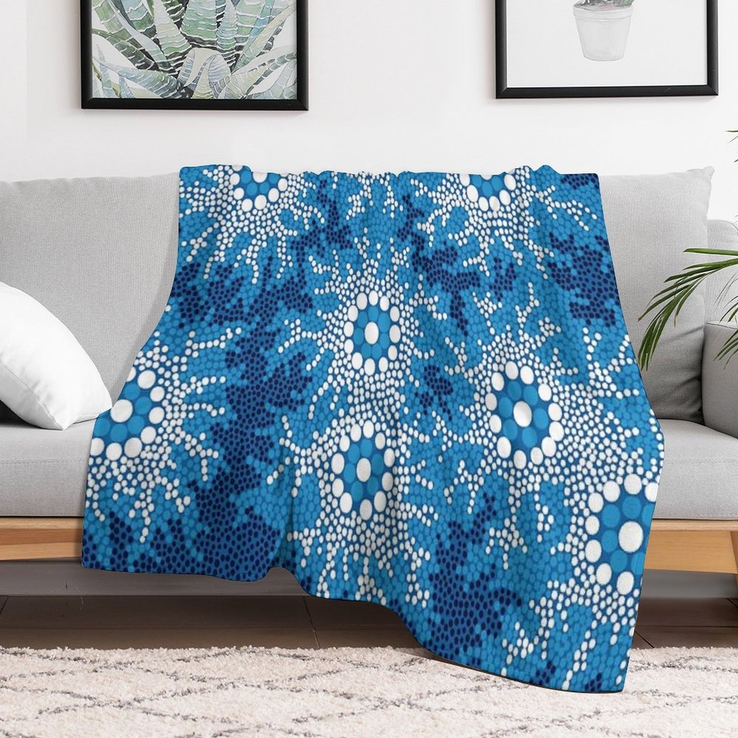 Aboriginal Art Authentic - Waterhole Dreaming Throw Blanket