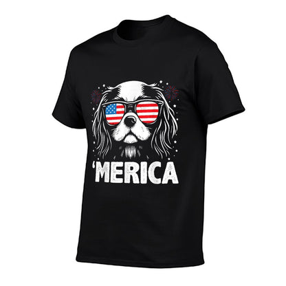 Cavalier King Charles 4th Of July Merica Patriotic Dog  Classic T-Shirt