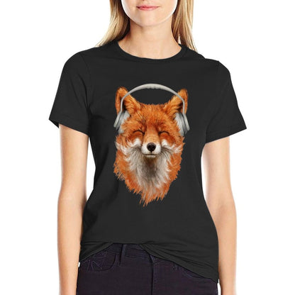 Smiling Musical Fox  Polyester Blend T-Shirt