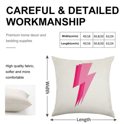 3 Pink Lightning Bolt Linen Throw Pillow Cover