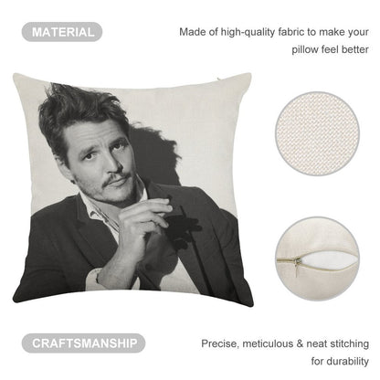 Pedro Pascal Linen Throw Pillow Cover