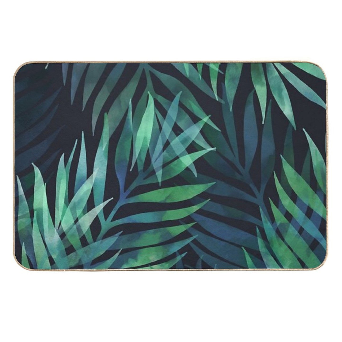 Dark Green Palms Leaves Pattern  Versatile Bath Mat