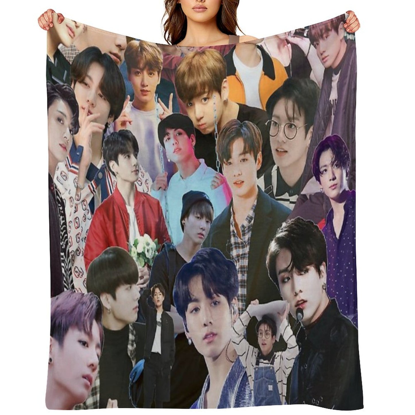 Jungkook BTS Collage Throw Blanket