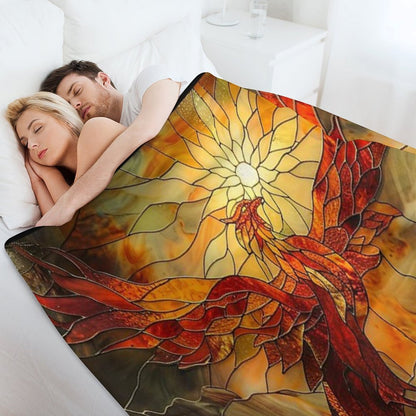 Glorious Phoenix Staine Glass Throw Blanket