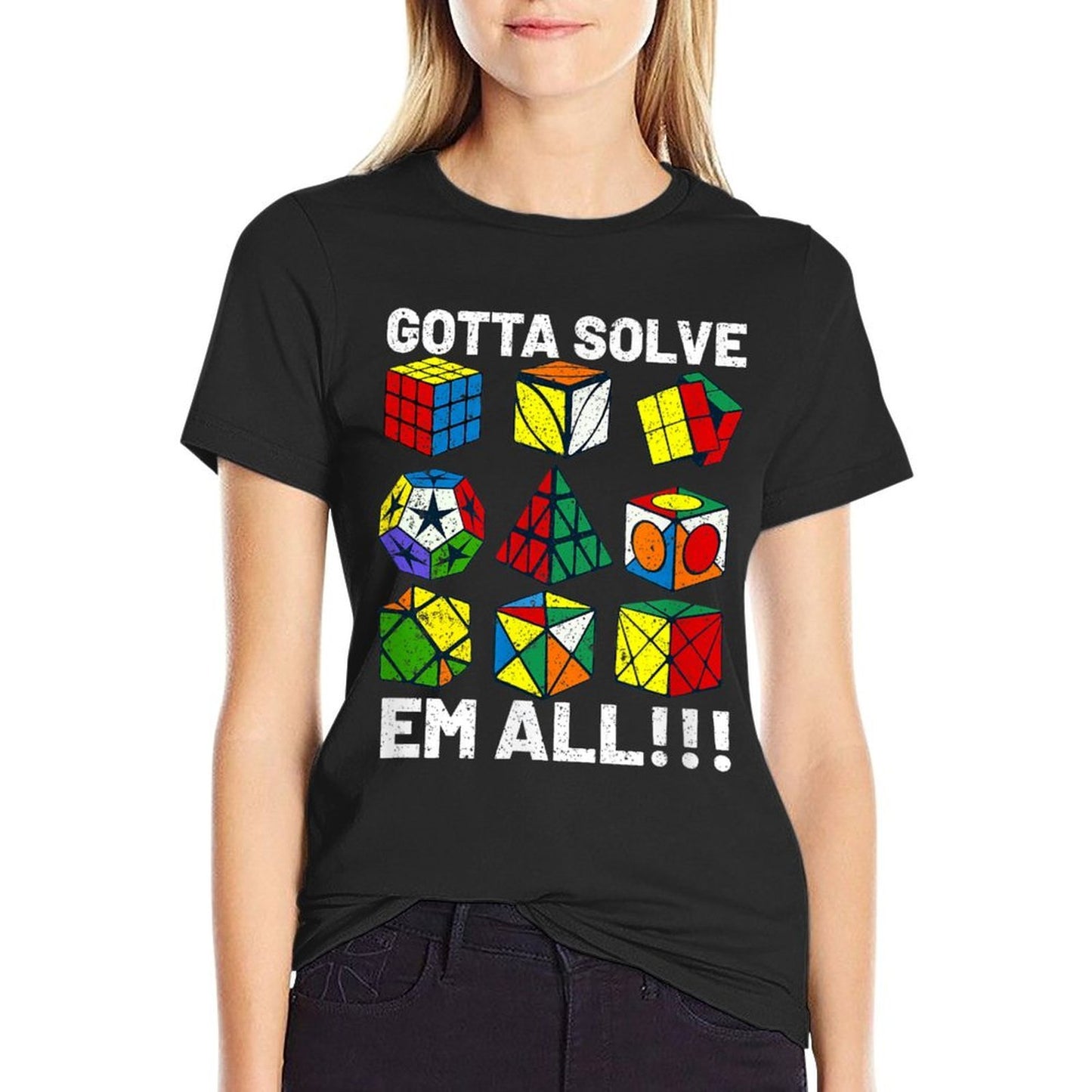 Competitive Puzzle Cube Gotta Solve Em All Speed Cubing  Relaxed-fit T-Shirt