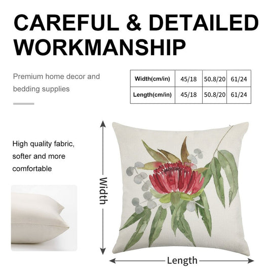 Australian Native Bush Watercolour Linen Throw Pillow Cover