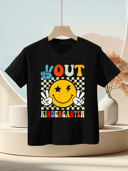 Groovy Peace Out Kindergarten Graduation Last Day Of School Kids T-Shirt