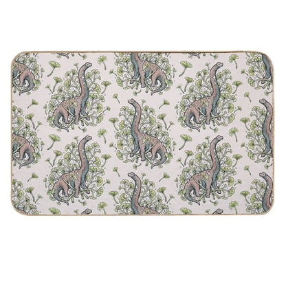 Brachio Ginkgo  Calm Color Palette  Dinosaur Botanical Art  Easy Maintenance Bath Mat