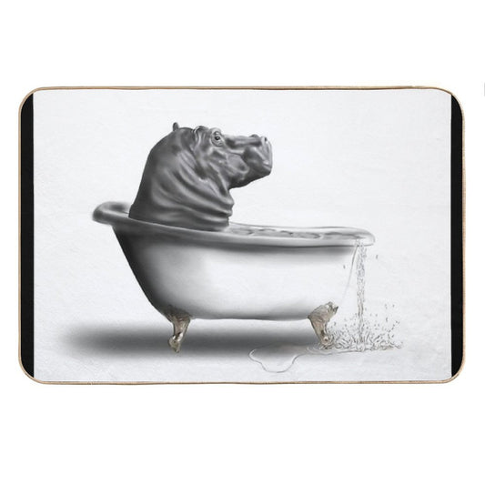 Hippo in The Bath Bath Mat