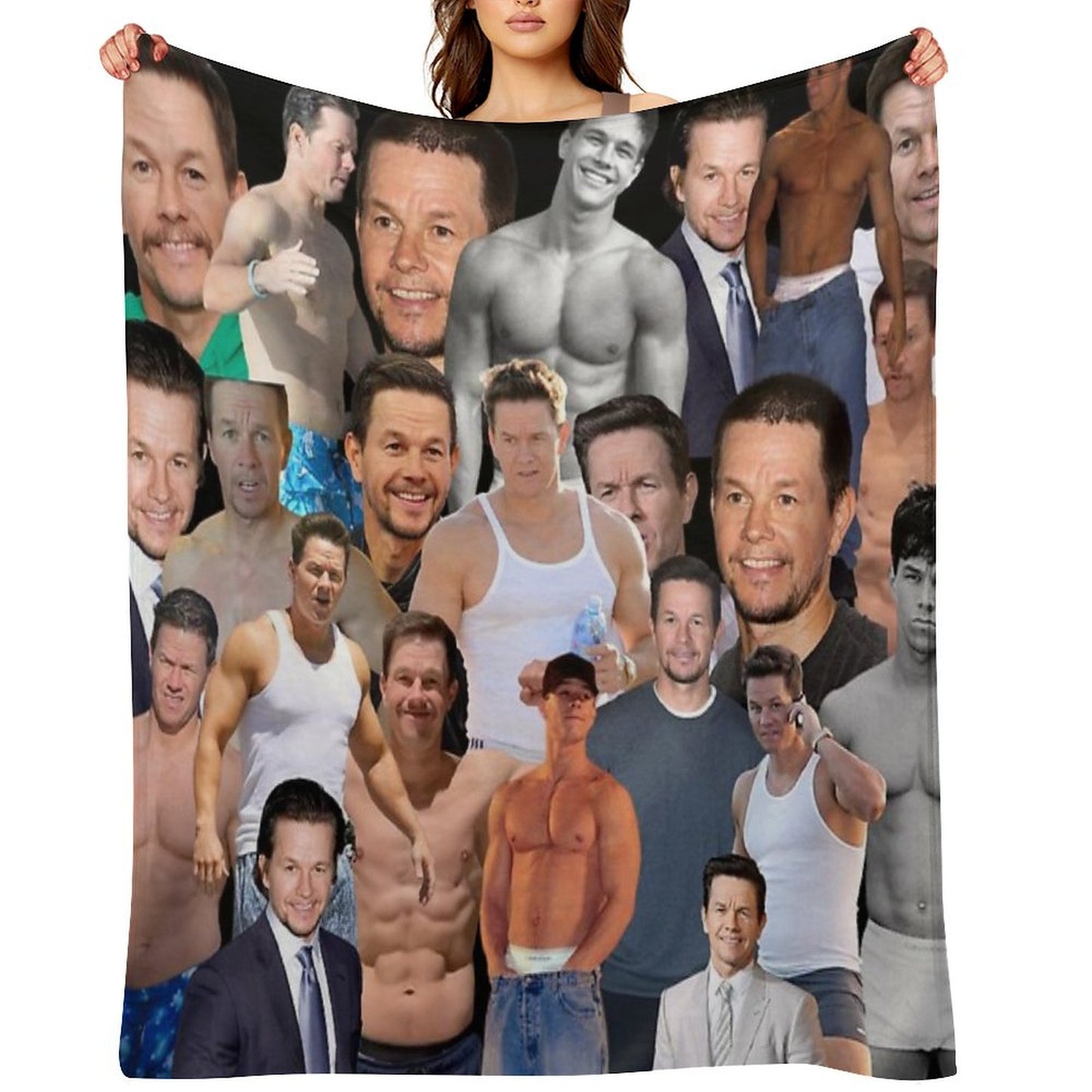 Mark Wahlberg Photo Collage Throw Blanket