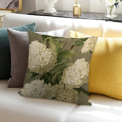 Vintage Victorian White Hydrangea Floral Soft High-Density Material Throw Pillow