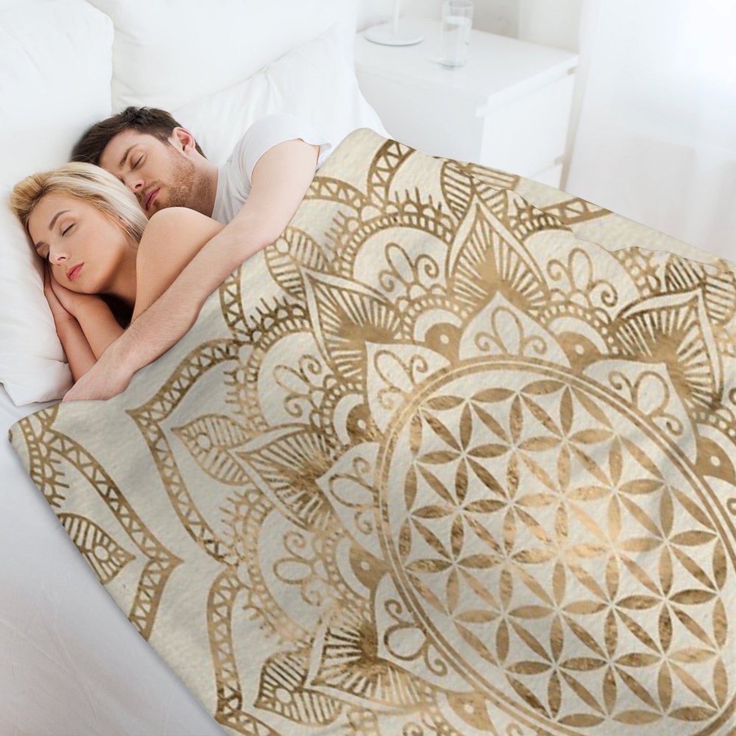 Flower of Life in Lotus - Pastel Golds And Canvas Throw Blanket
