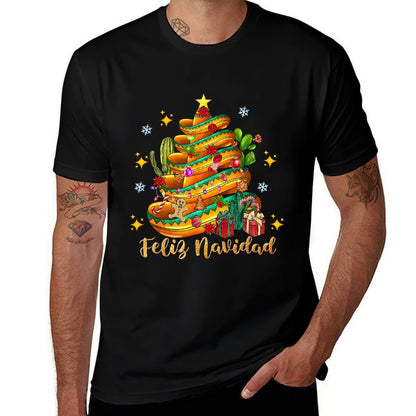 Feliz Navidad 2025 Santa Hat Christmas Tree Spanish Xmas Pjs  Graphic-printed T-Shirt