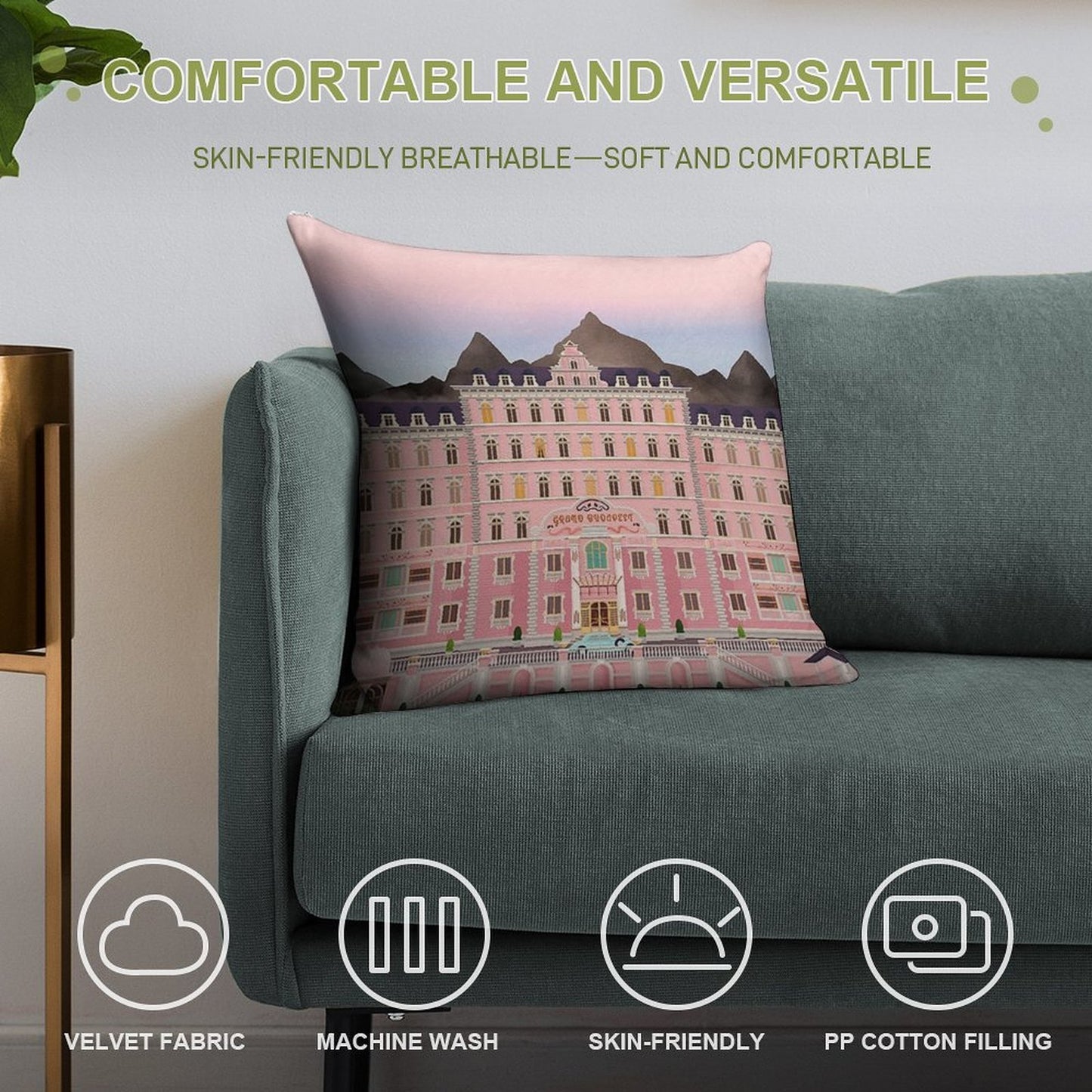 Grand Budapest Hotel Poster Wes Movie Rushmore Soft Decorative Cover Throw Pillow