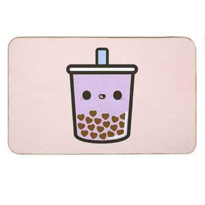 Cute Love Heart Bubble Tea Bath Mat