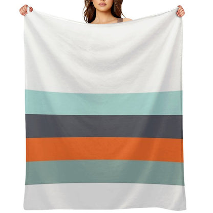 Low Stripe White & Blue Color Block Pattern Throw Blanket