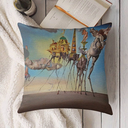 The Temptation of St. Anthony Linen Throw Pillow Cover