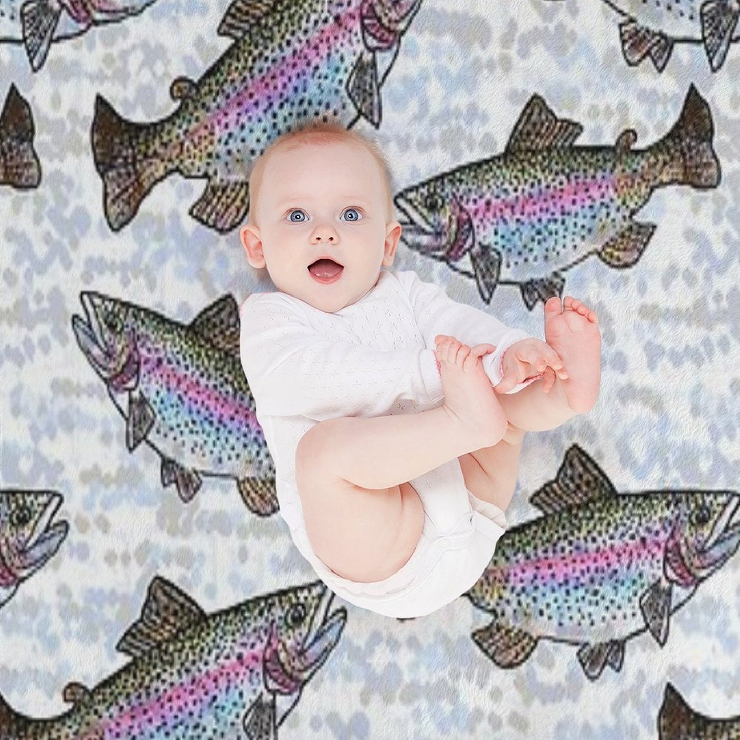 Rainbow Trout Fish Pattern Throw Blanket