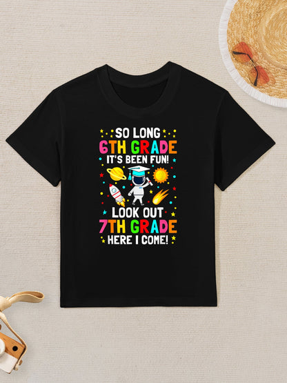 6th Grade Graduation Shirt Astronaut Space So Long 6th Grade Kids T-Shirt