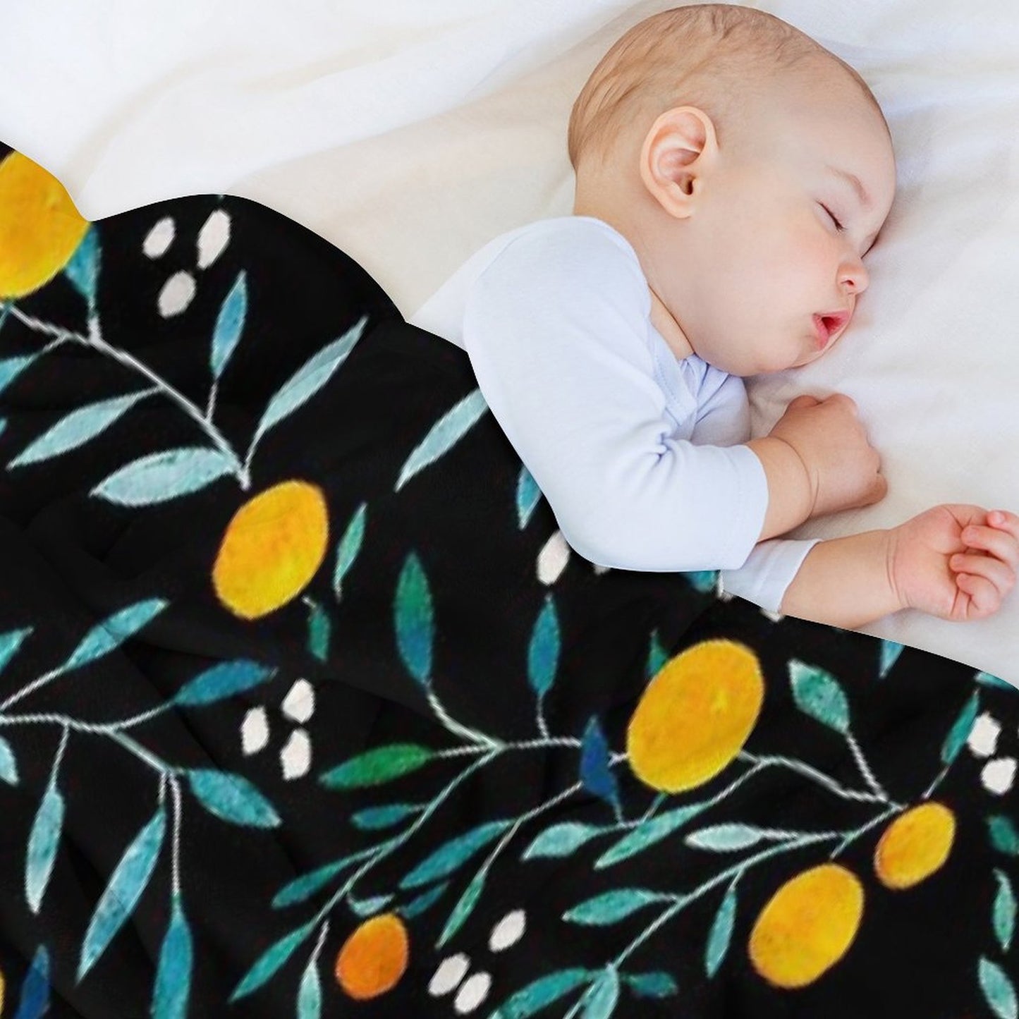 Oranges on Black Throw Blanket