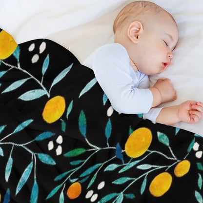 Oranges on Black Throw Blanket