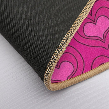 Heart Pattern Pink Magenta And Black Bath Mat
