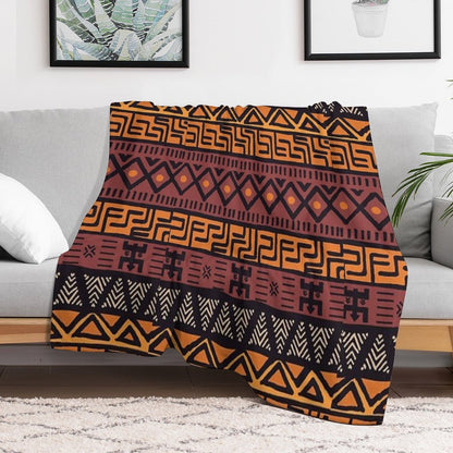 African Tribal Mudcloth Pattern Throw Blanket