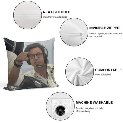 Toto Pointing at Camera Soft Hidden Zipper Throw Pillow