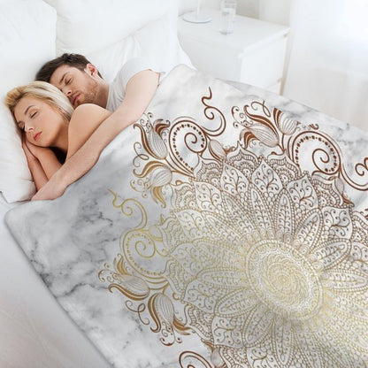 Mandala - Marble Gold Throw Blanket