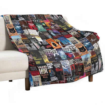 Stephen King Book Covers, Horror Bookworm Throw Blanket