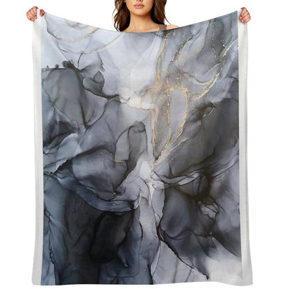 Calm But Dramatic Light Monochromatic Black & Grey Abstract Throw Blanket