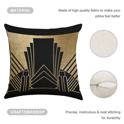 Art Deco Design Linen Throw Pillow Cover