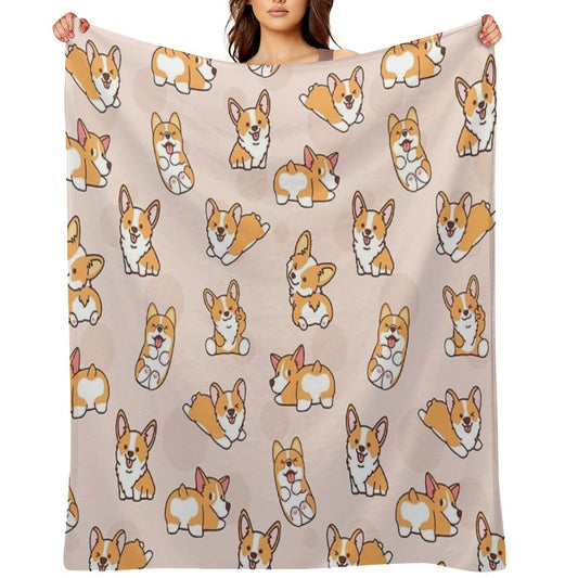 Corgi Puppy Fun Throw Blanket