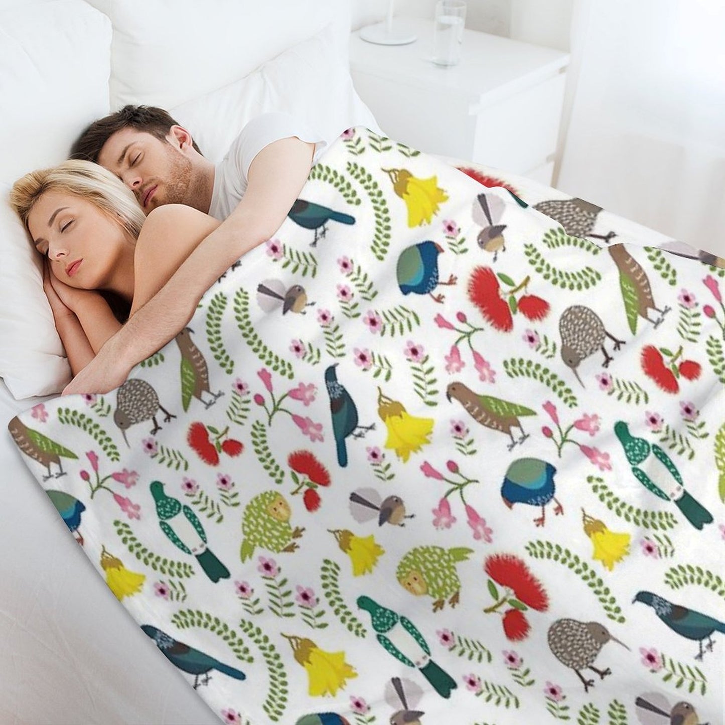 New Zealand Birds And Flowers Throw Blanket
