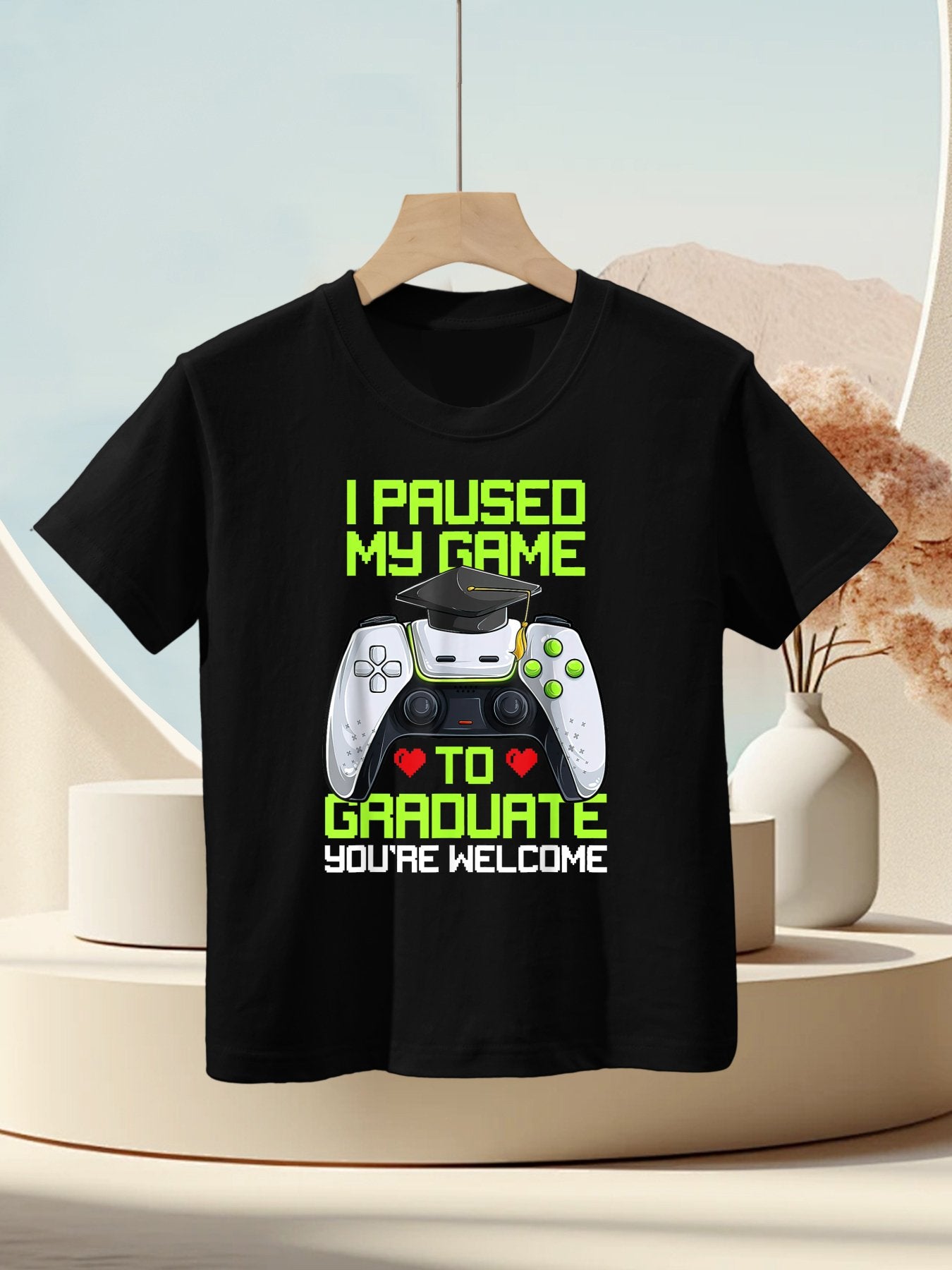 I Paused My Game To Graduate Funny Graduation Graduate Gamer Kids T-Shirt