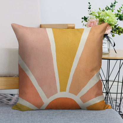 Sun, Abstract, Mid Century Modern Kids Wall Art, Nursery Room Linen Throw Pillow Cover