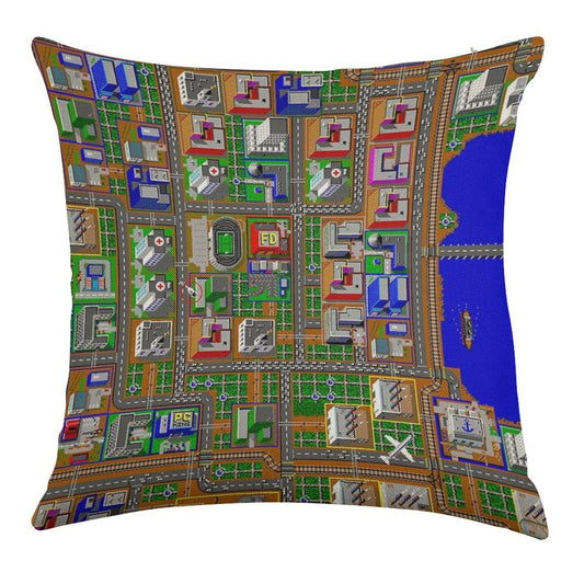 SimCity 1 No Logo Sim City Zoom - HD Linen Throw Pillow Cover