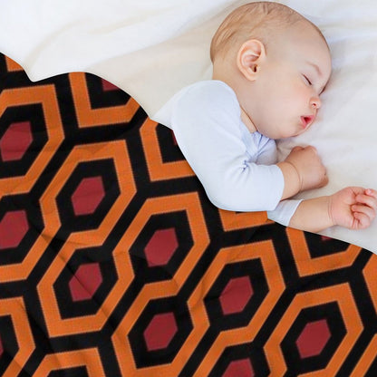 Geometric Pattern Looped Hexagons OrangeRedBlack Throw Blanket