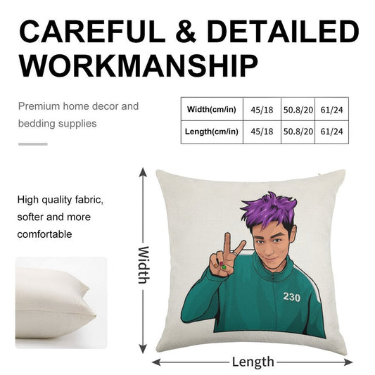Thanos Squid Game Linen Throw Pillow Cover