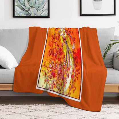 JAPANESE GEISHA PLAYING FLUTE Vintage Tourism Print Throw Blanket