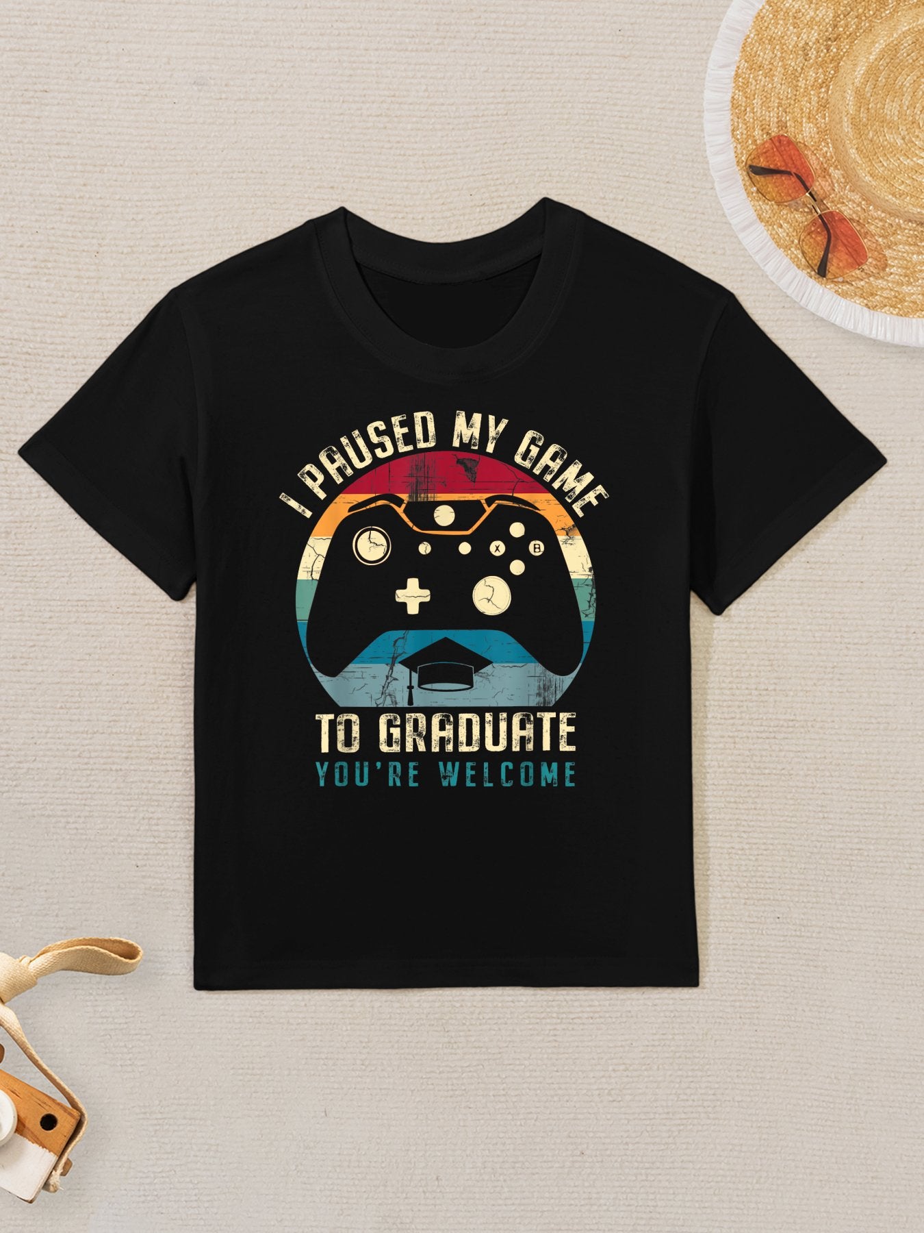 Funny Gamer Graduation I Paused My Game To Graduate Kids T-Shirt