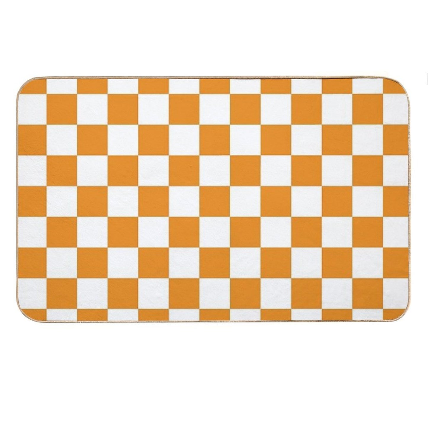 Orange White Checkerboard Bath Mat