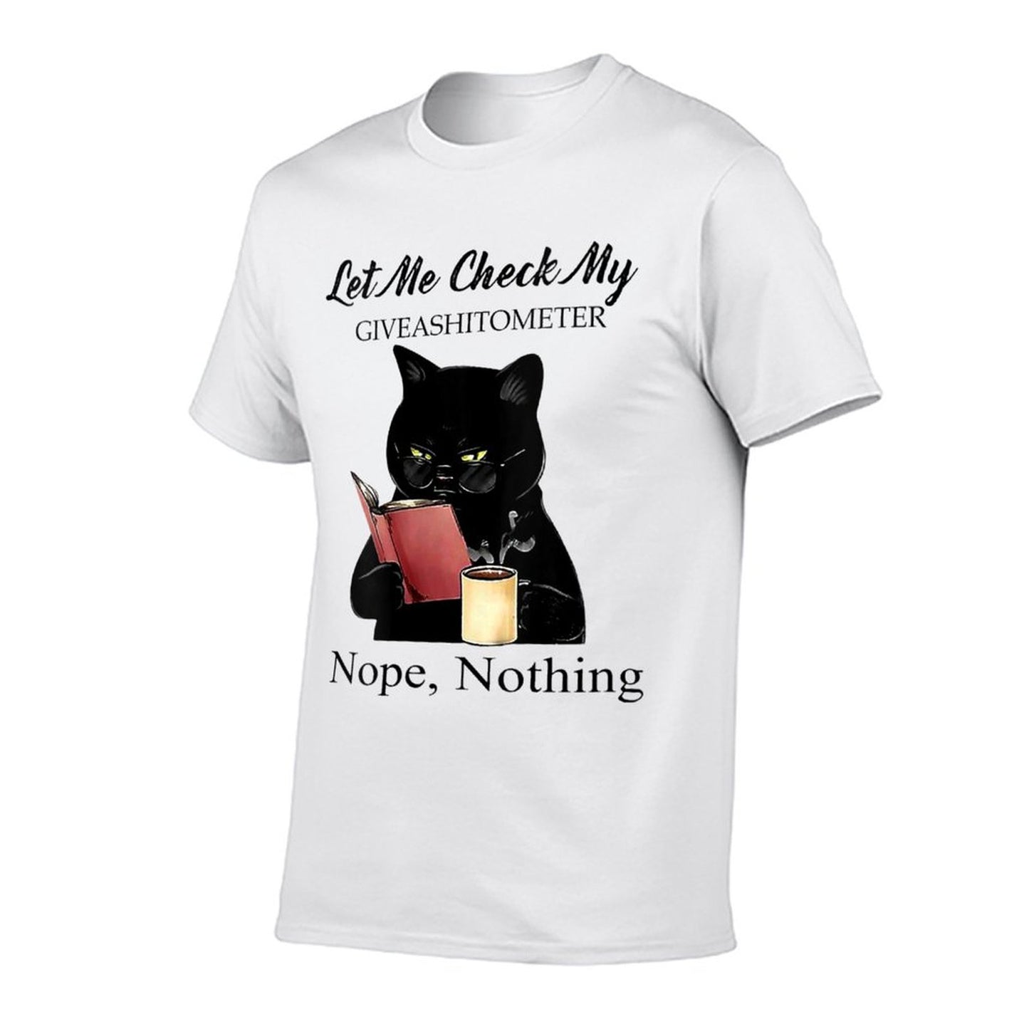 Womens Let Me Check My Giveashitometer Nope Nothing Black Cat  Trendy Pattern T-Shirt