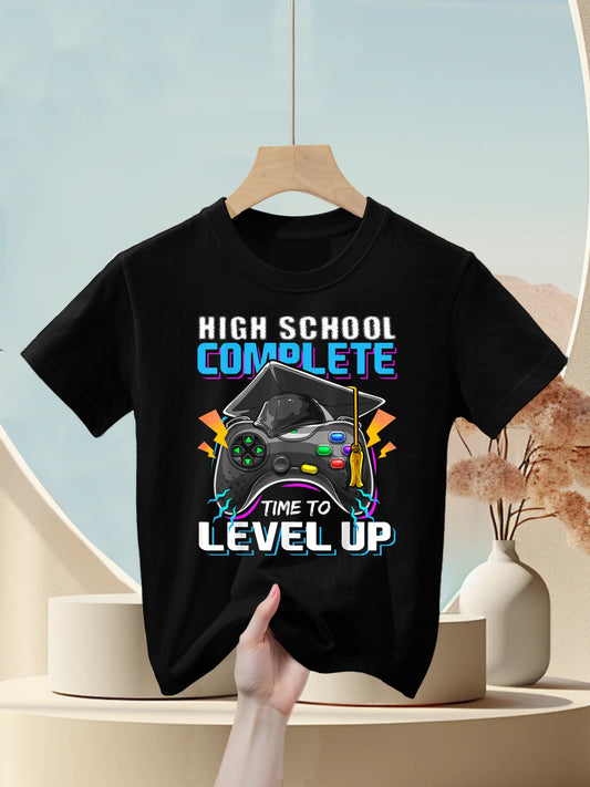 High School Complete Video Game Senior Graduation Gift Boys Kids T-Shirt