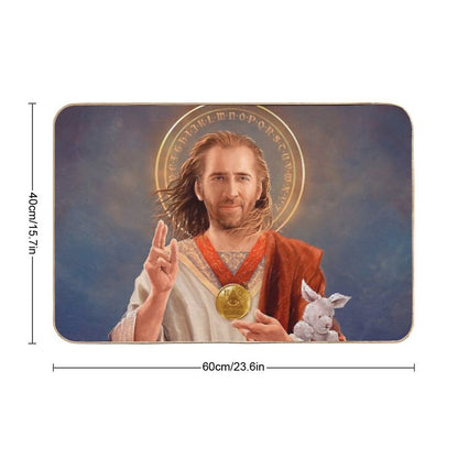 Nicolas Cage, Saint Nicolas of Cage, Nic Cage Original Religious Painting Bath Mat