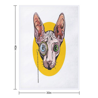 Sphinx Cat with Monocle Throw Blanket